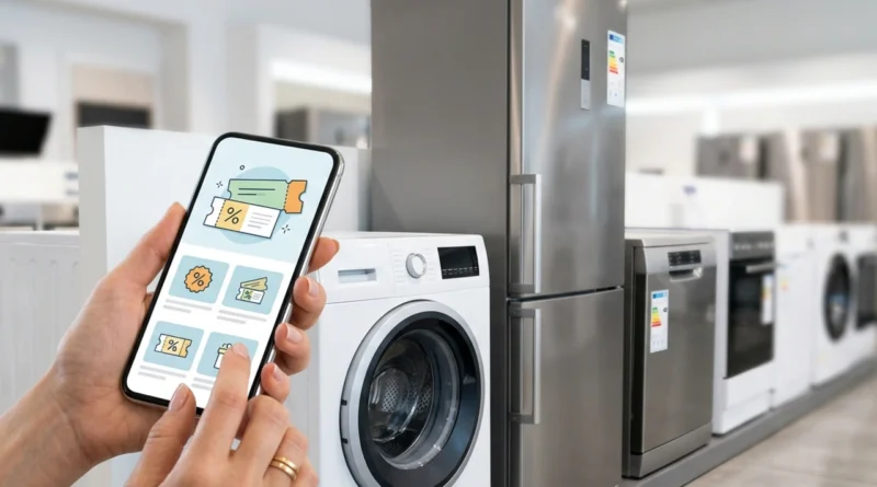 Guida al bonus elettrodomestici 2026: una famiglia sceglie una nuova lavatrice ad alta efficienza energetica in negozio