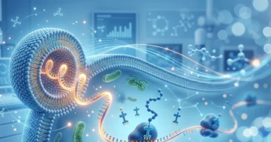 Illustrazione di come funziona un vaccino a mRNA: nanoparticella lipidica che rilascia l'mRNA nella cellula