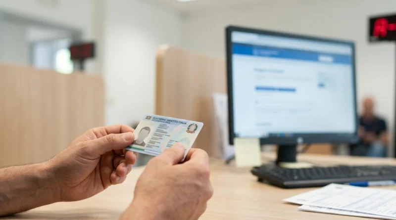 Cittadino allo sportello del Comune per come richiedere la CIE 2026, la nuova Carta d'Identità Elettronica con microchip