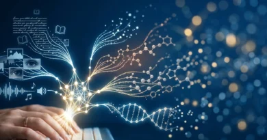 Schema che illustra come funziona l'intelligenza artificiale generativa, dai dati di addestramento al contenuto generato