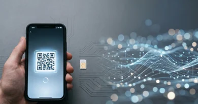 Smartphone con QR code di attivazione eSIM come funziona 2026, la SIM digitale degli operatori italiani