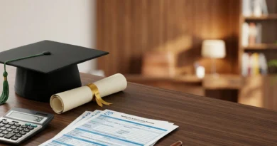 Studente laureato consulta il calcolo del riscatto laurea 2026 con documenti INPS e simulatore sulla scrivania