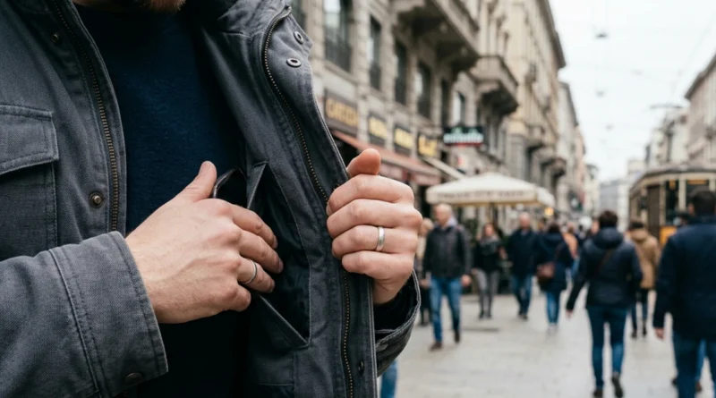 Persona che blocca la SIM del proprio telefono rubato 2026 su un altro dispositivo dopo un furto in strada