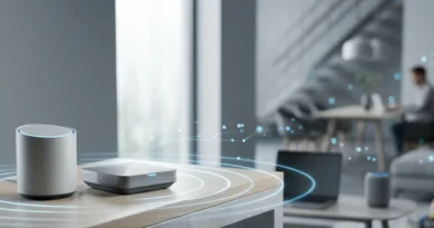 Router Wi-Fi 6 vs Wi-Fi 7 2026 a confronto su una scrivania in una casa moderna con connessione in fibra