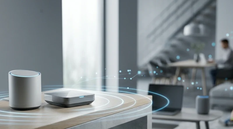 Router Wi-Fi 6 vs Wi-Fi 7 2026 a confronto su una scrivania in una casa moderna con connessione in fibra