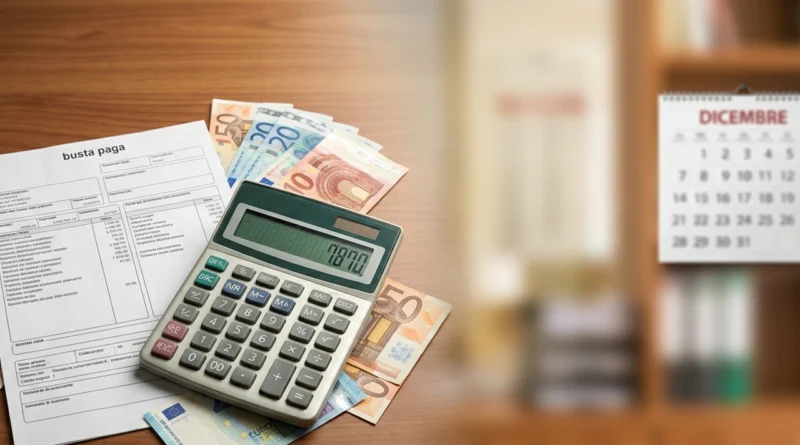 Calcolo tredicesima 2026: busta paga di dicembre con la mensilità aggiuntiva di un lavoratore dipendente italiano