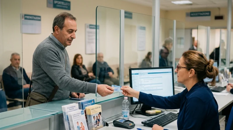 Cittadino consegna la tessera sanitaria allo sportello ASL per cambiare medico di base 2026