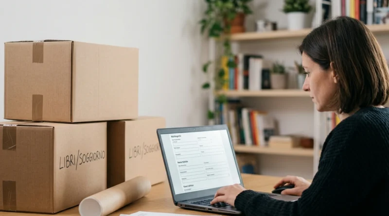 Persona che compila la domanda per come cambiare residenza 2026 sul portale ANPR da un laptop dopo un trasloco