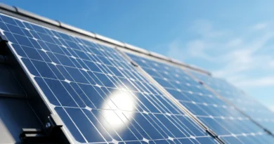 Schema che mostra come funziona un pannello solare fotovoltaico sul tetto di una casa, dalle celle di silicio all'inverter