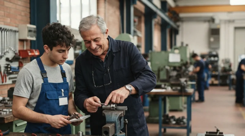 Giovane apprendista al lavoro in azienda italiana, simbolo del contratto apprendistato 2026 durata retribuzione