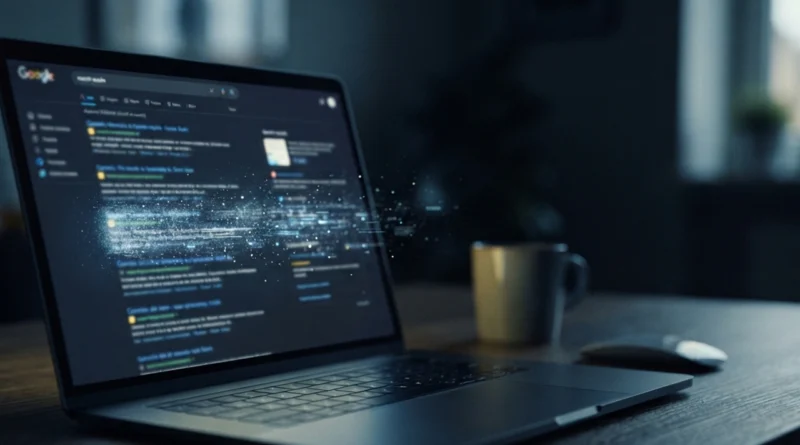 Schermo di un laptop con un risultato di ricerca che sfuma, immagine sul diritto all'oblio Google
