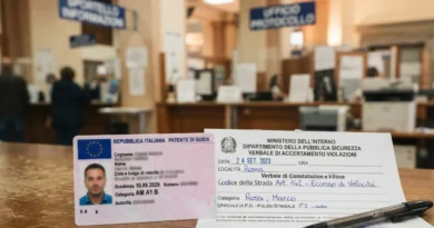 Automobilista compila la richiesta per il duplicato patente smarrita 2026 accanto al permesso provvisorio di guida e al modulo di denuncia