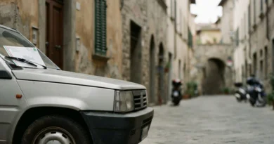 Cartello di divieto su un'auto sotto fermo amministrativo auto iscritto al PRA in Italia