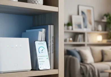 Router domestico e smartphone che mostrano le impostazioni per proteggere wifi di casa 2026 con cifratura WPA3
