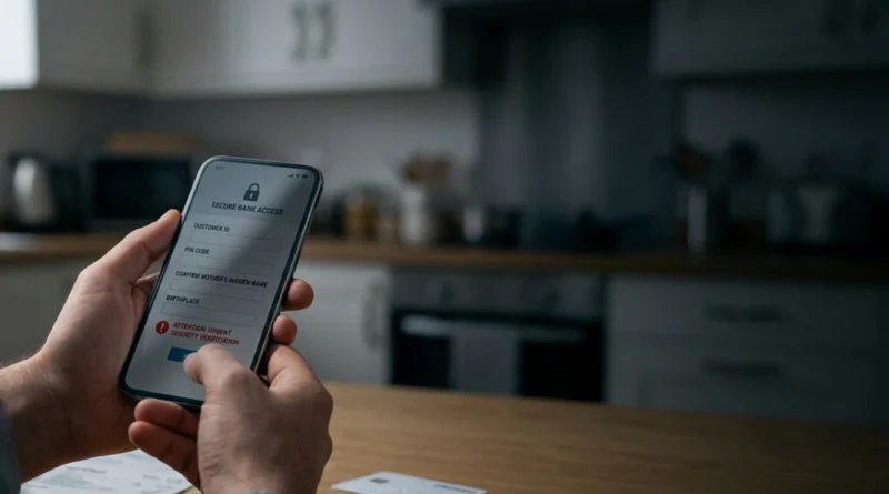 Schermata di un finto portale usato nella truffa SPID 2026 su uno smartphone accanto a una carta d'identità