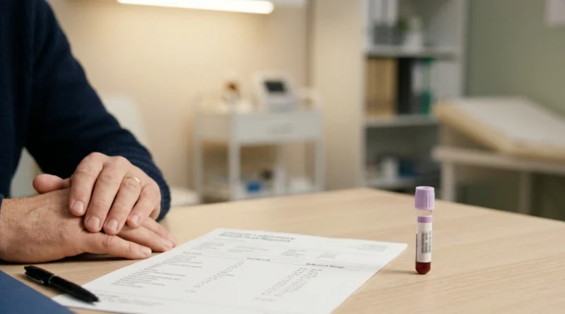 Referto di analisi del sangue su una scrivania dello studio medico: come leggere i valori TSH tiroide 2026