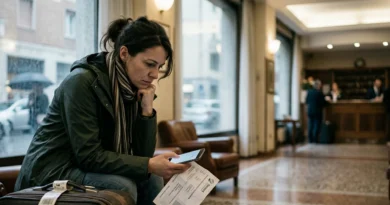 Turista con valigia davanti a un hotel deludente: il danno da vacanza rovinata e il diritto al risarcimento