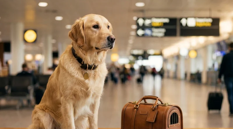 Un cane e un gatto accanto al passaporto europeo per animali sul tavolo di uno studio veterinario prima di un viaggio nell'UE