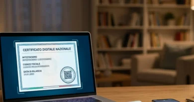Persona che scarica il certificato di residenza online dal portale ANPR sul computer, accedendo con SPID o CIE