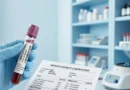 Provetta di sangue per l'esame dell'omocisteina alta accanto a un referto di laboratorio con i valori di riferimento