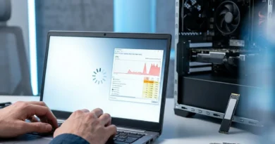 PC lento cosa fare: utente controlla le prestazioni di Windows 11 su un portatile per velocizzarlo