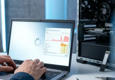 PC lento cosa fare: utente controlla le prestazioni di Windows 11 su un portatile per velocizzarlo